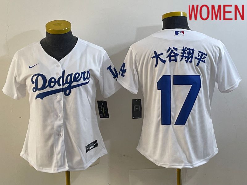 Women Los Angeles Dodgers #17 Ohtani White Nike Game MLB Jersey style 5